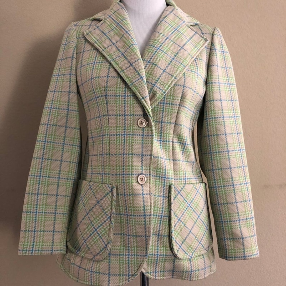Vintage 1960'S Plaid Pastel Blazer